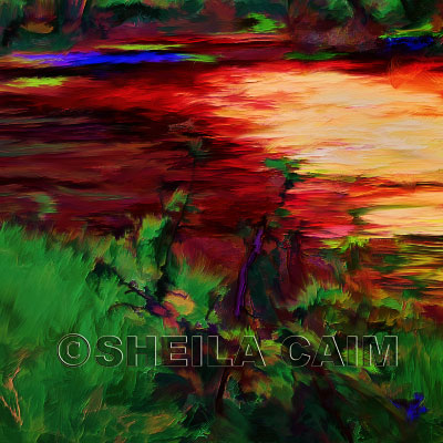 Fourth of a series of digital oil paintings of different views of a vivid landscape